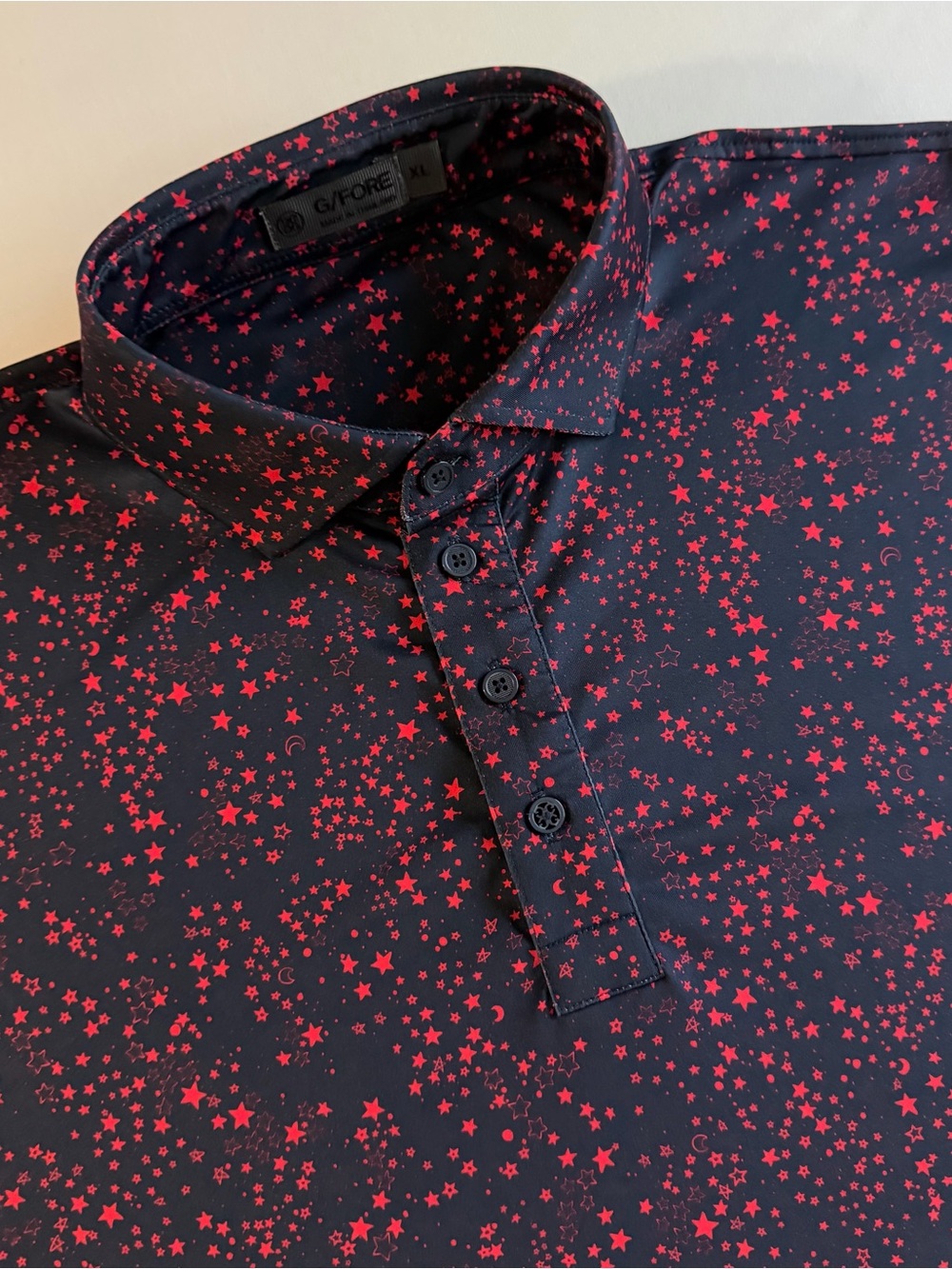 G FORE Golf Polo Men XL SLIM Stars Print Space Nebula Constellation Performance